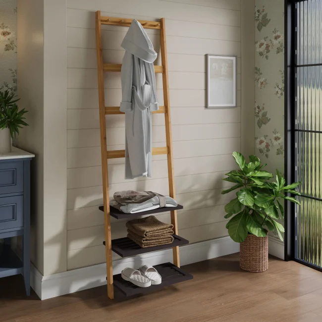 StayPlay Runaway Handdoekenrek – Bamboe Naturel met LED-verlichting en vrijstaand model