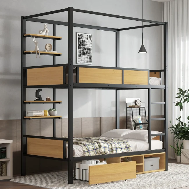 StayPlay Runaway Eenpersoonsbed 90x200cm – Mdf Zwart met opbergruimte