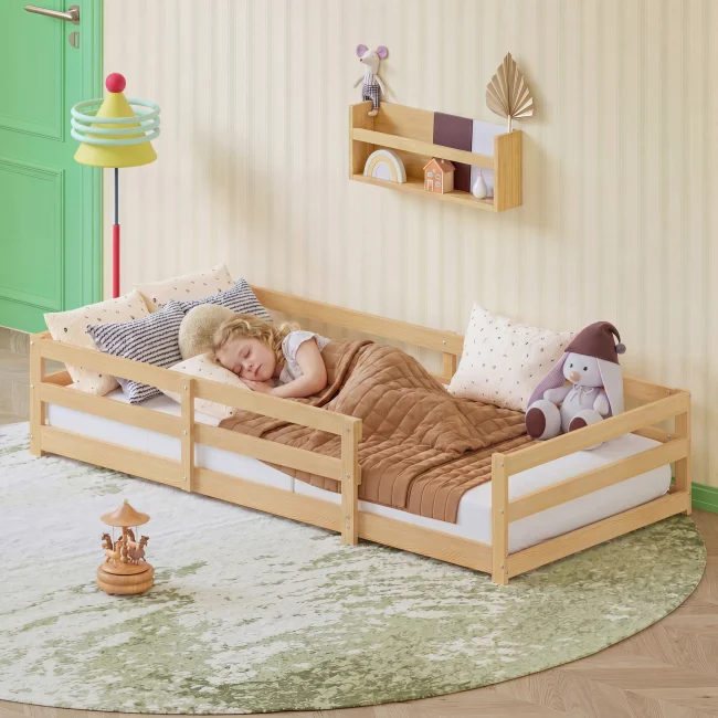 StayPlay Runaway Kinderbed 90x200cm – Hout met lattenbodem en veiligheidsrand