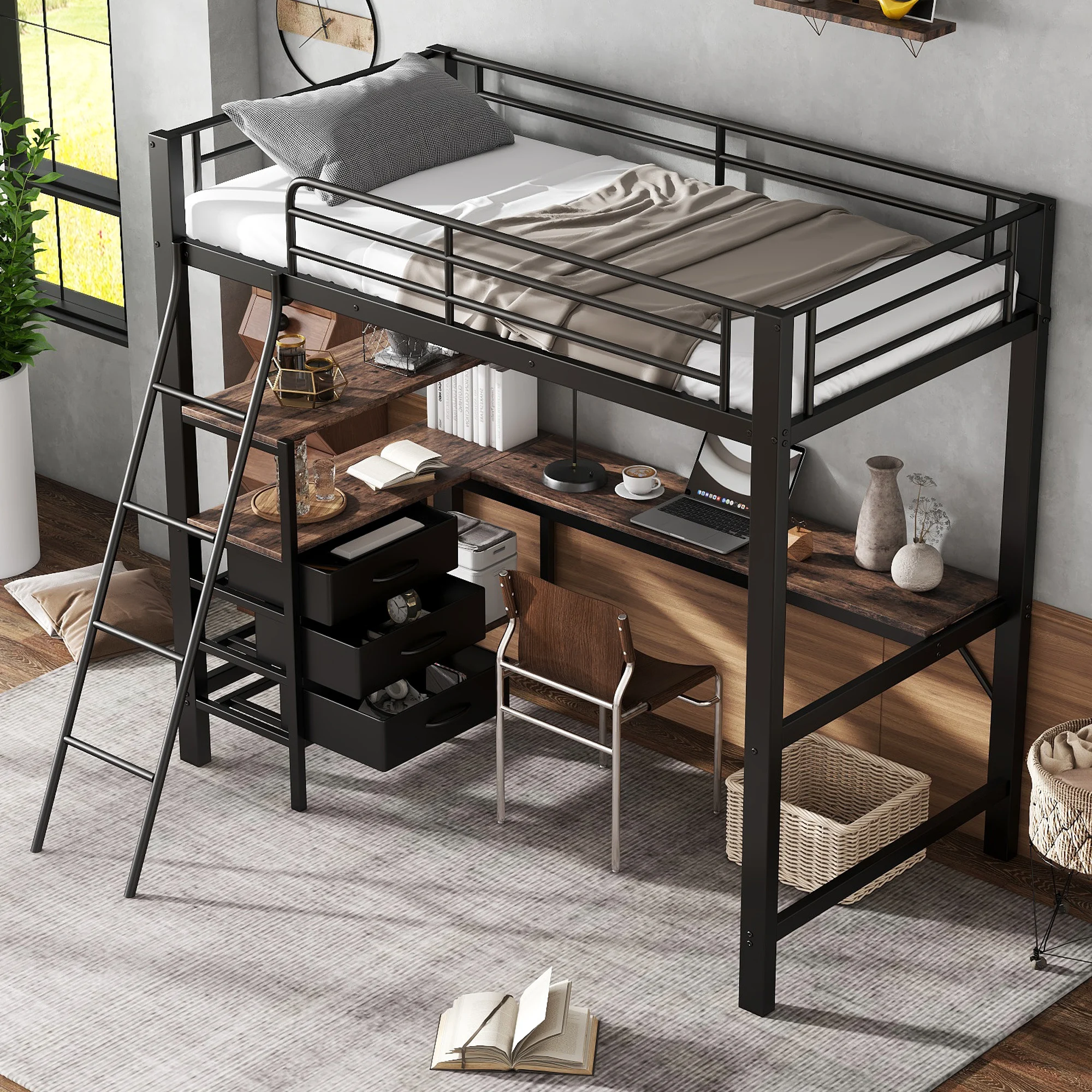 StayPlay Runaway Bed 90x200cm – Metaal Zwart – Serie 2