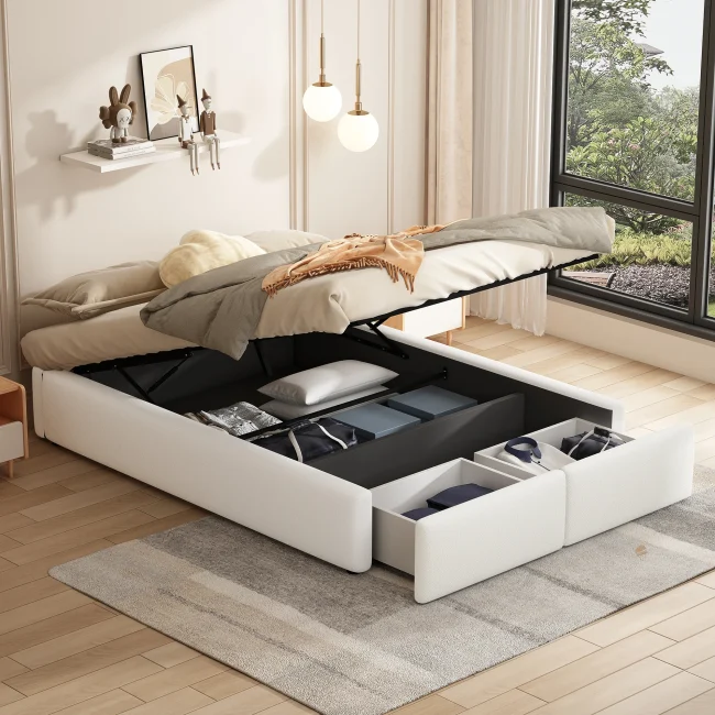 StayPlay Runaway Gestoffeerd Bed 90x200cm met hydraulisch opbergsysteem