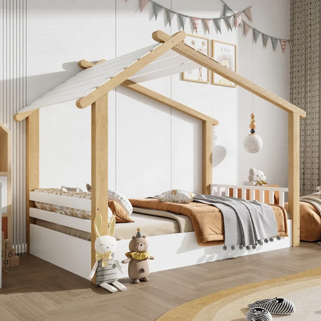 StayPlay Runaway Kinderbed 90x200cm – Grenen Wit – Serie 2
