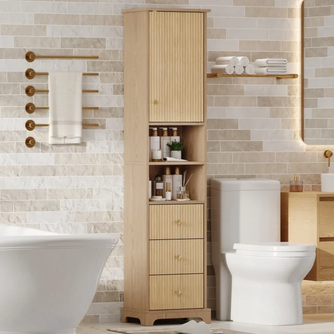 StayPlay Runaway Badkamermeubel 40x30x172cm – MDF met 3 laden en verstelbare planken