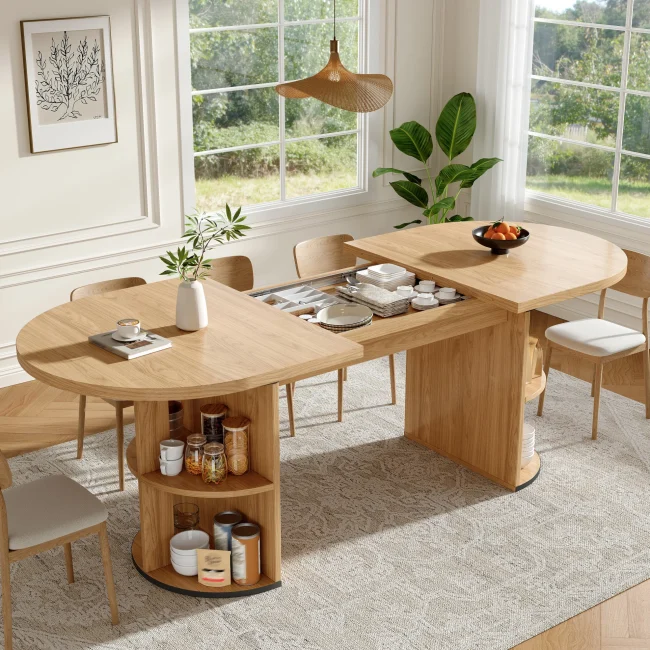 StayPlay Runaway Uitschuifbare Eettafel – MDF Bruin met opbergruimte en verstelbare afmeting