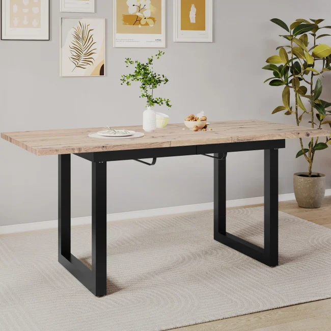 StayPlay Runaway Uitschuifbare Eettafel – MDF Zwart met industriële stijl