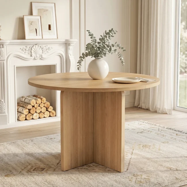 StayPlay Runaway Ronde Eettafel 120x120cm – Eiken met Scandinavisch design en geschikt voor 4-6 personen
