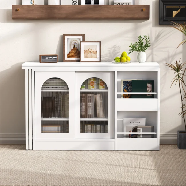 StayPlay Runaway Bartafel 121,5×40×76,7cm – MDF Wit met opbergruimte en draaibaar ontwerp