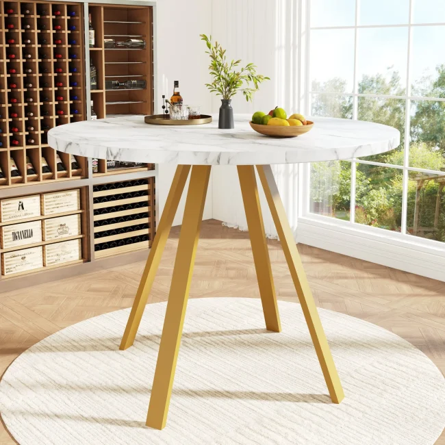 StayPlay Runaway Ronde Eettafel 80x80x75cm – MDF Wit met geschikt voor 4 personen
