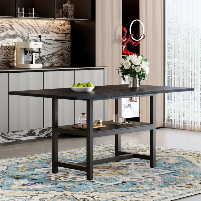 StayPlay Runaway Rechthoekige Eettafel 160×90×76cm – Zwart met industriële stijl en geschikt voor 4-6 personen