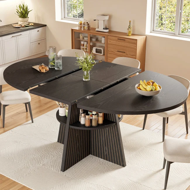 StayPlay Runaway Uitschuifbare Eettafel 150x110x76cm – MDF Zwart