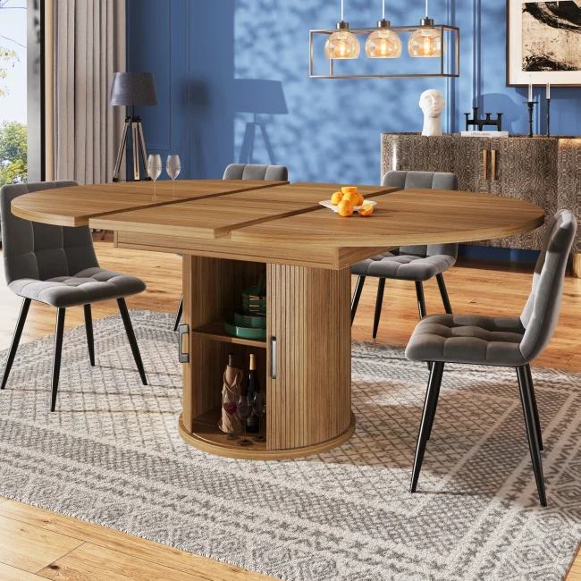 StayPlay Runaway Uitschuifbare Eettafel – Walnoot met geschikt voor 6 personen