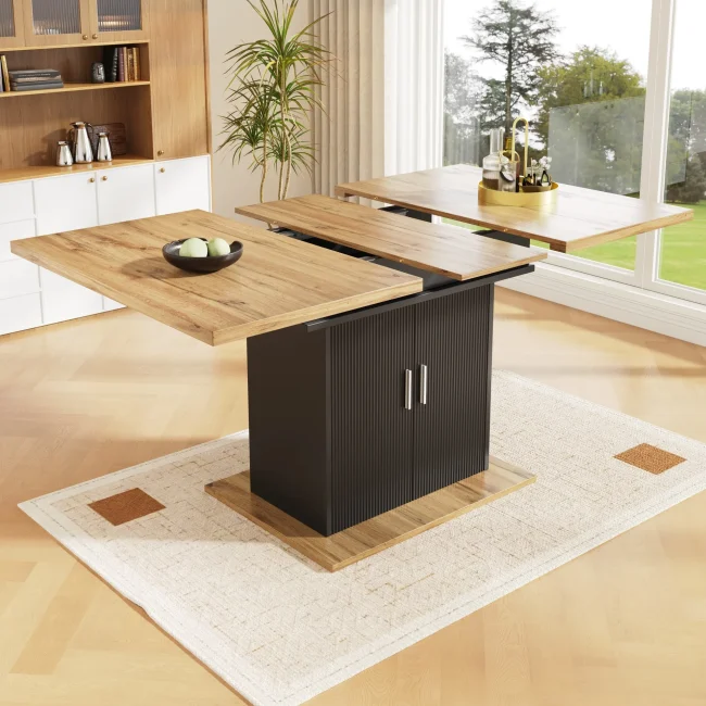 StayPlay Runaway Uitschuifbare Eettafel 140×70×76cm – MDF Zwart met opbergruimte