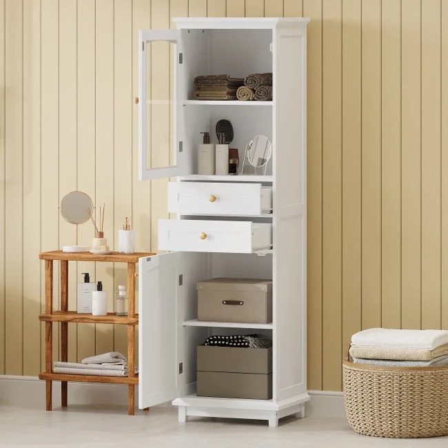 StayPlay Runaway Badkamermeubel 45x36x160cm – MDF Wit met verstelbare planken