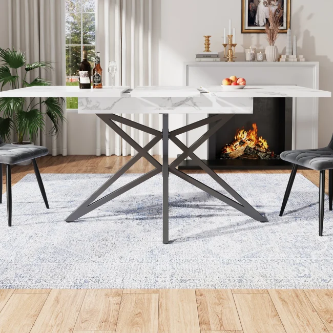 StayPlay Runaway Uitschuifbare Eettafel 160x80cm – MDF Zwart – Serie 2