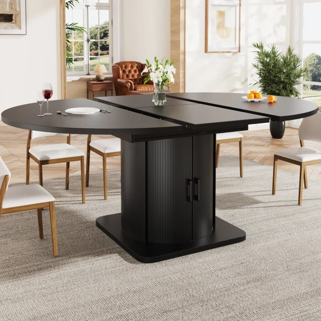 StayPlay Runaway Uitschuifbare Eettafel – MDF Zwart met geschikt voor 6 personen