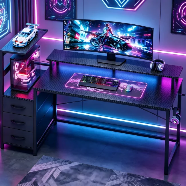 StayPlay Runaway Bureau met opbergruimte, LED-verlichting en ingebouwde stopcontacten – Serie 1