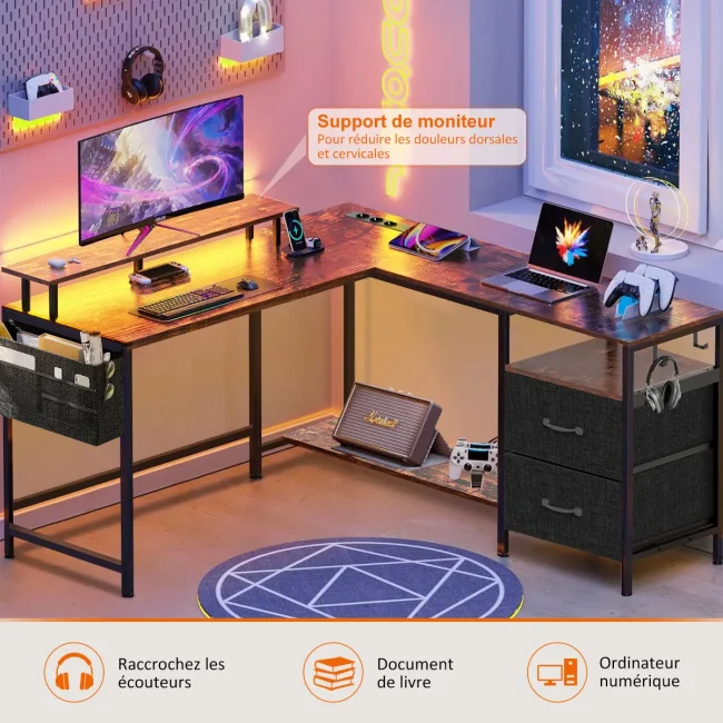StayPlay Runaway Bureau met opbergruimte, LED-verlichting en ingebouwde stopcontacten – Serie 2