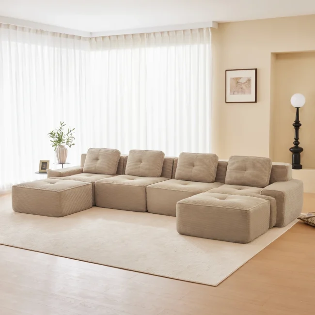 StayPlay Runaway Modulaire Bank 4-zits – Corduroy met antislip onderkant en modulair ontwerp