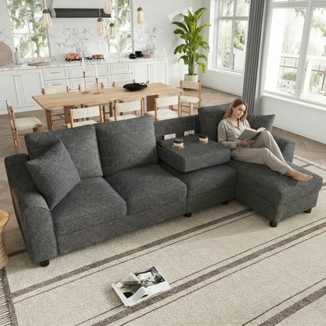 StayPlay Runaway Hoekbank 3-zits – Chenille met opbergruimte en modulair ontwerp