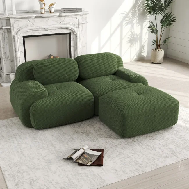 StayPlay Runaway Hoekbank – Corduroy met armleuningen, modulair ontwerp en montagevrij