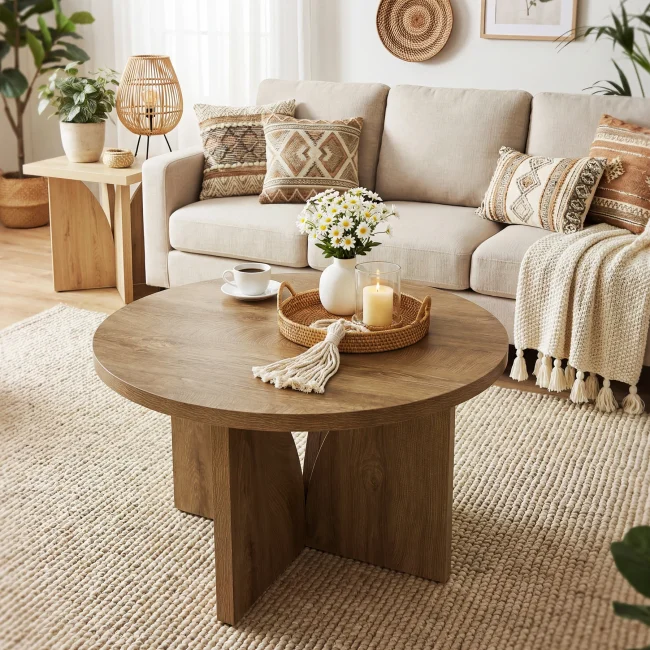 StayPlay Runaway Ronde Salontafel – Hout Bruin – Serie 1