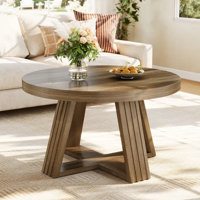 StayPlay Runaway Ronde Salontafel – Hout Bruin – Serie 2