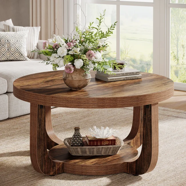 StayPlay Runaway Ronde Salontafel – Hout met opbergruimte – Serie 4