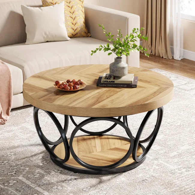 StayPlay Runaway Ronde Salontafel – Hout met opbergruimte – Serie 8