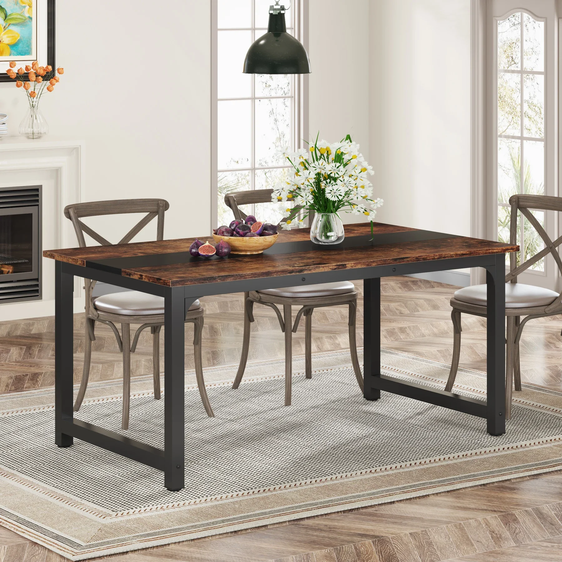 StayPlay Runaway Rechthoekige Eettafel met industriële stijl en geschikt voor 6-8 personen