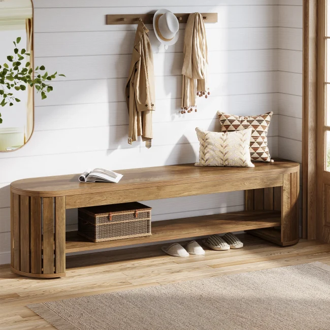 StayPlay Runaway Schoenenbank – Hout Bruin met opbergruimte
