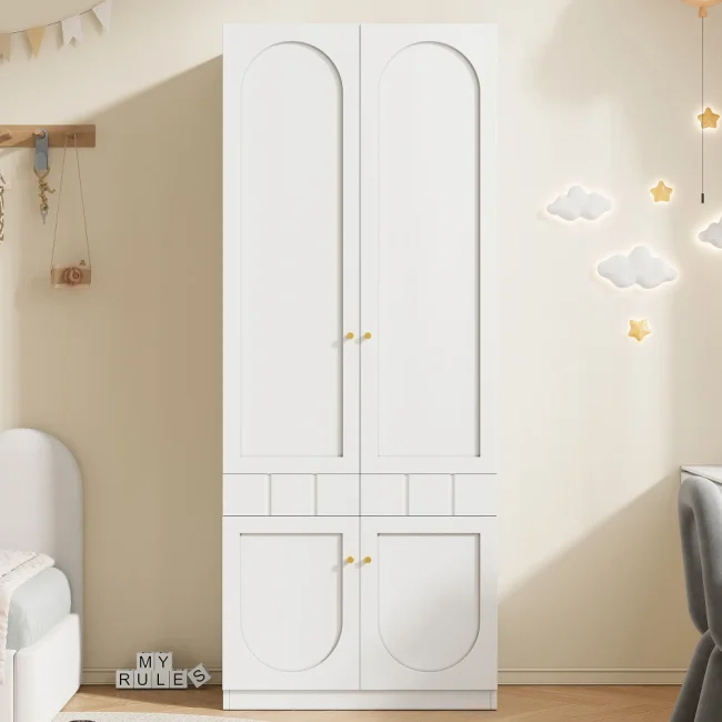 StayPlay Runaway Kledingkast 80×50×200cm – Metaal Wit met LED-verlichting – Serie 1