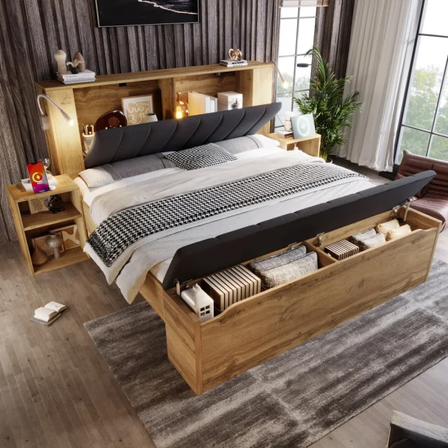 StayPlay Runaway Bed – Linnen met USB-oplaadpoort, opbergruimte en ingebouwd nachtkastje