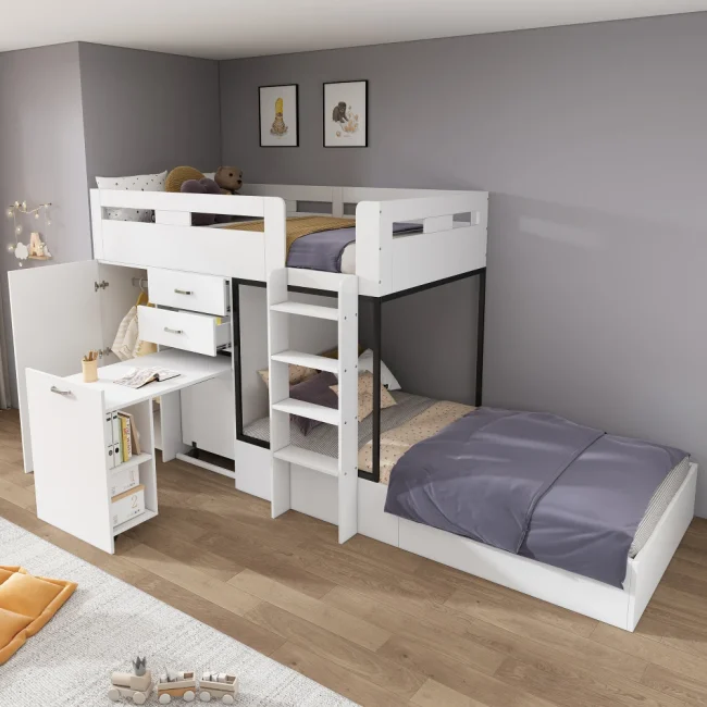 StayPlay Runaway Stapelbed met ingebouwd bureau en kledingkast