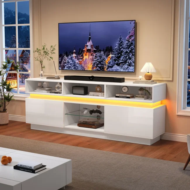 StayPlay Runaway TV-kast – Glas met LED-verlichting en gehard glas