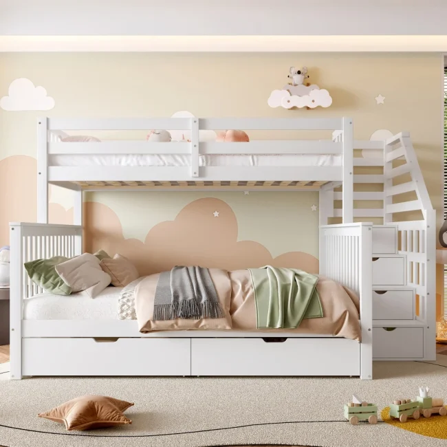 StayPlay Runaway Kinderstapelbed met opbergruimte en veilige trap