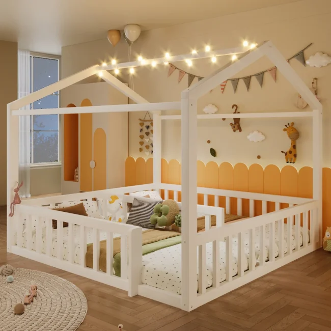 StayPlay Runaway Kinderbed 90x190cm – Grenen met roosterdesign