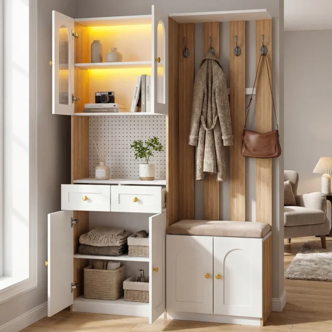 StayPlay Runaway Kledingkast 180x120x30cm – Wit met LED-verlichting