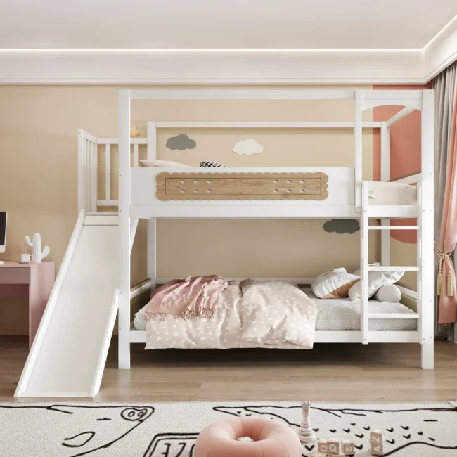 StayPlay Runaway Kinderstapelbed – Hout met glijbaan