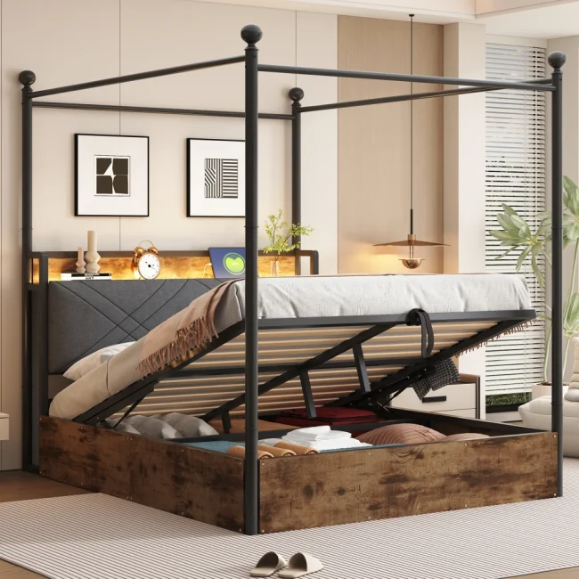 StayPlay Runaway Tweepersoonsbed – Metaal met USB-oplaadpoort en opbergruimte