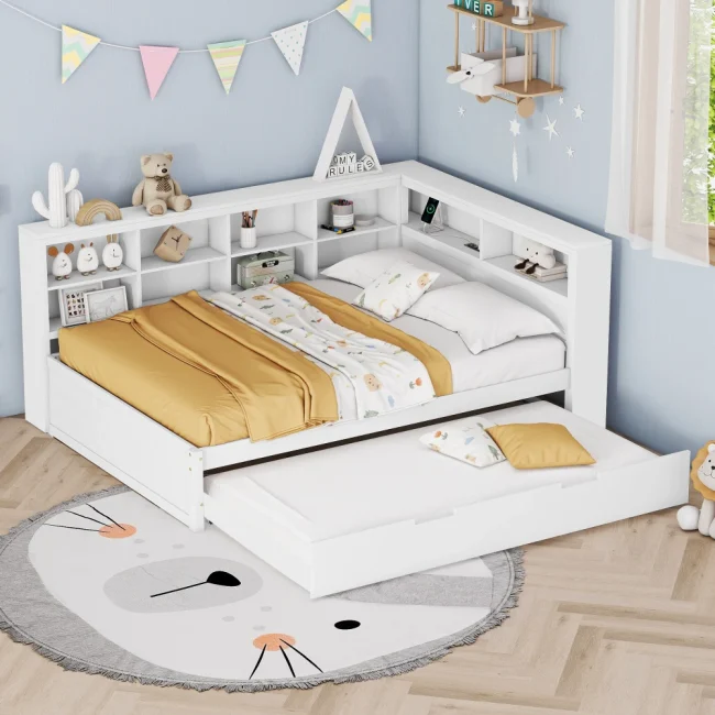 StayPlay Runaway Slaapbank – Massief Hout met USB-oplaadpoort en opbergruimte
