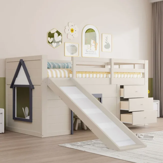 StayPlay Runaway Bed 90x200cm – Crème