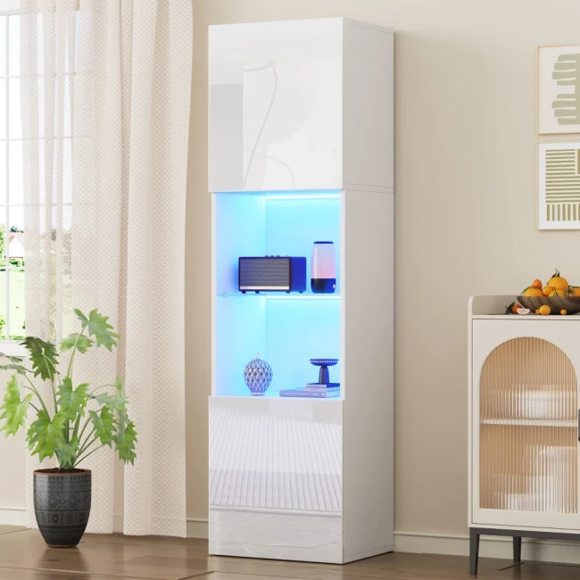 StayPlay Runaway Vitrinekast 45×35×160cm met LED-verlichting en opbergruimte