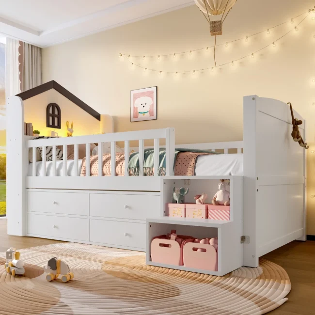 StayPlay Runaway Matras 90x200cm – Wit met LED-verlichting, moderne, slaapkamer halfhoge