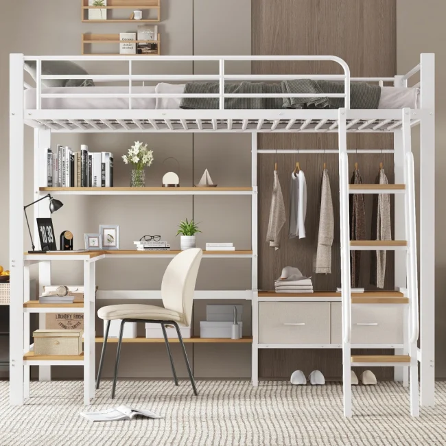 StayPlay Runaway Stapelbed 90x200cm – Mdf met veilige trap en ingebouwd bureau