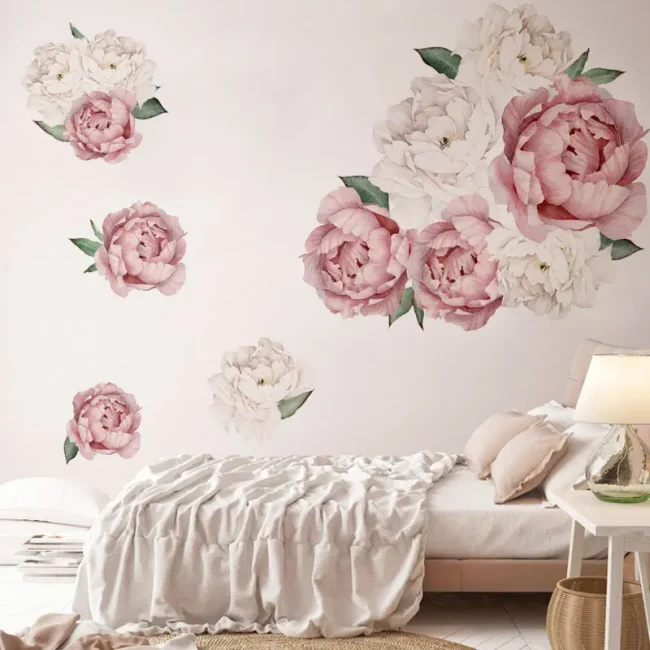 StayPlay Runaway Muursticker – Pioenmotief met zelfklevend