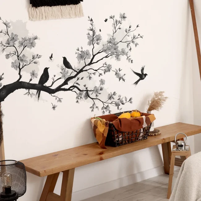 StayPlay Runaway Muursticker – Bloemenmotief, Zwart