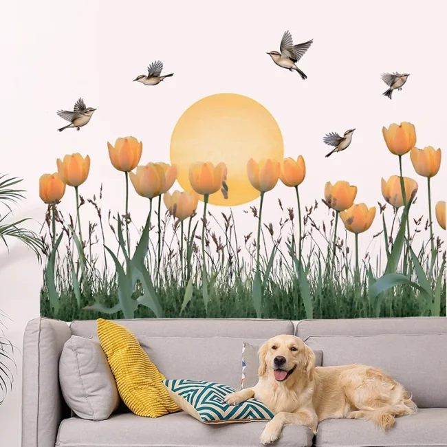 StayPlay Runaway Muursticker – Bloemenmotief met zelfklevend – Serie 9
