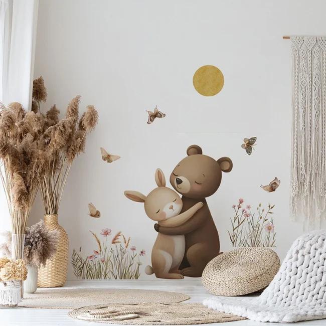 StayPlay Runaway Muursticker – Dierenmotief, Bruin met zelfklevend