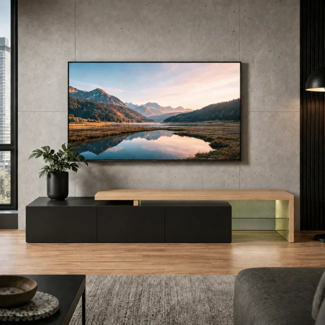 StayPlay Runaway TV-meubel – Hout Zwart met LED-verlichting
