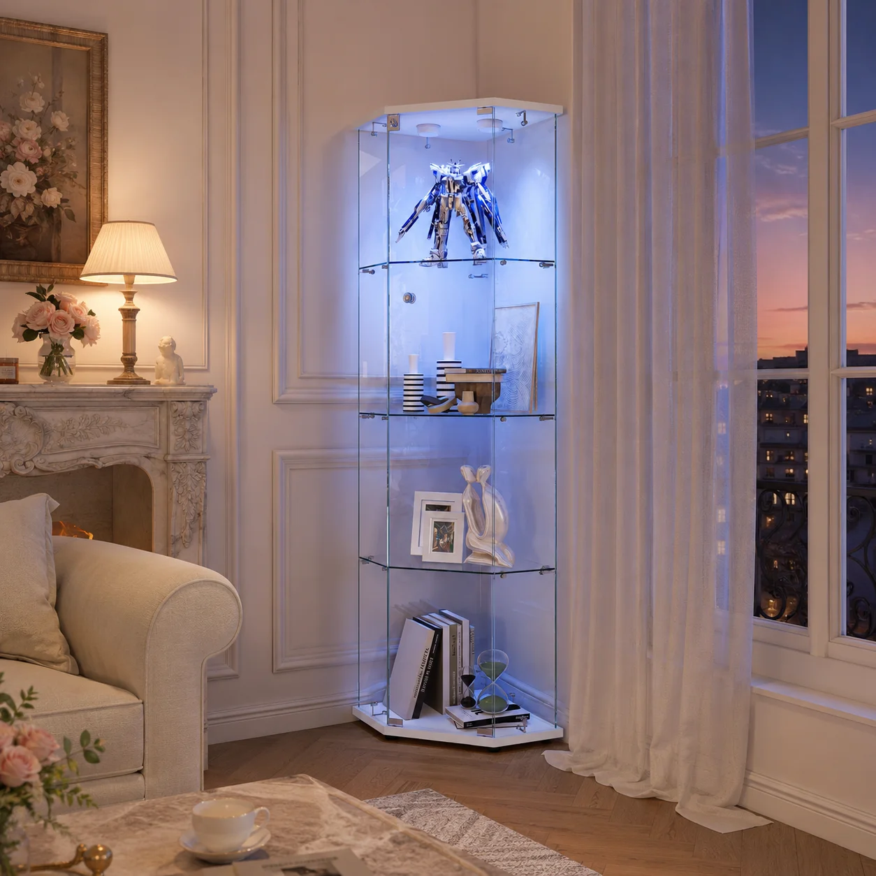 StayPlay Runaway Vitrinekast – Glas Zwart met LED-verlichting en opbergruimte